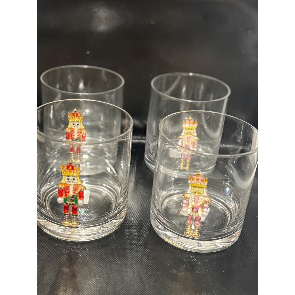 Set of 4Charm Brooch Holiday Double Old‎ Fashioned Glass